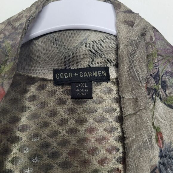 Coco+Carmen mixed print mixed media open front art to wear cardigan Size L/xl - Picture 4 of 7